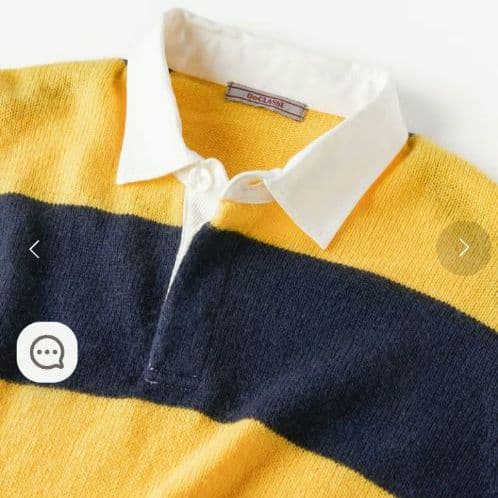 ドゥクラッセ ニット ラガーシャツ XL ネイビー イエロー ストライプ — image 3