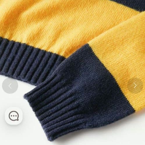 ドゥクラッセ ニット ラガーシャツ XL ネイビー イエロー ストライプ — image 4