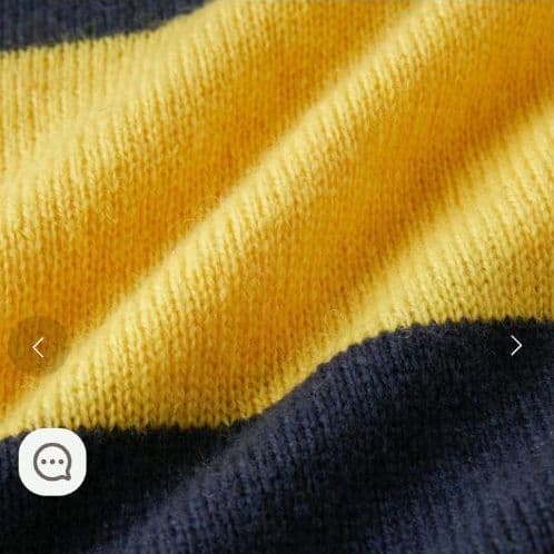 ドゥクラッセ ニット ラガーシャツ XL ネイビー イエロー ストライプ — image 5