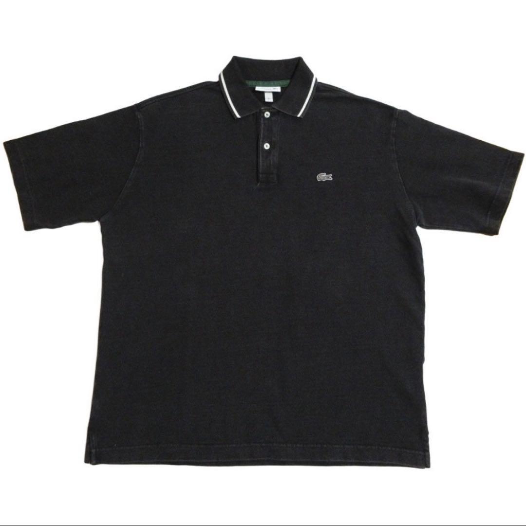 LACOSTE ブラック LOOSE FIT 配色リブニットインディゴポロシャツ — image 3
