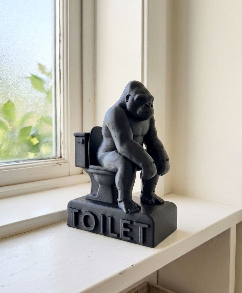 ユニークなトイレに座るゴリラの置物 フィギュア インテリア ハンドメイド　トイレ — image 5