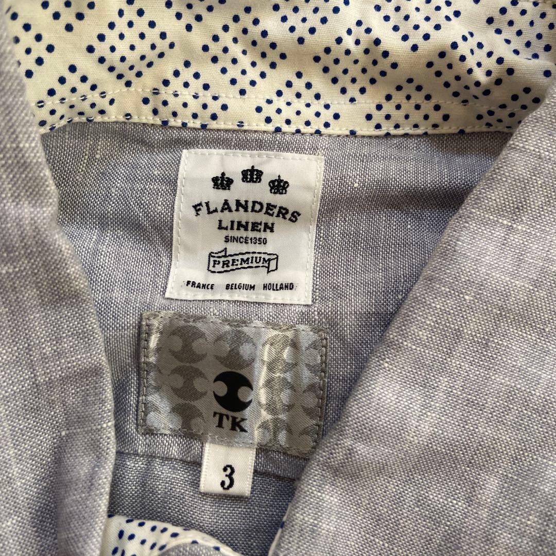 TK Flanders Linen 長袖シャツ ライトグレー サイズ3 — image 4