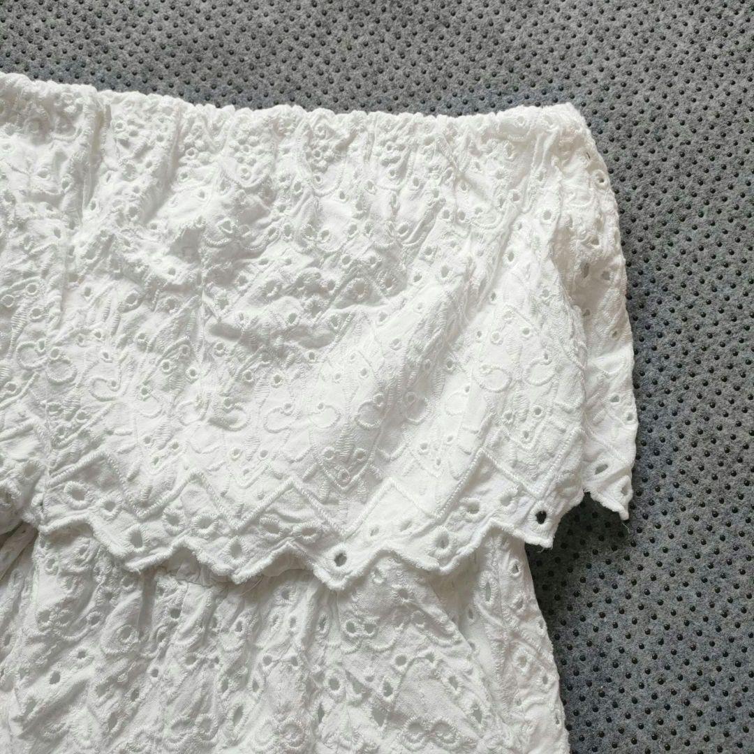 ジェシカシンプソン レース ベアトップ オールインワンワンピース ロンパーS白 — image 3