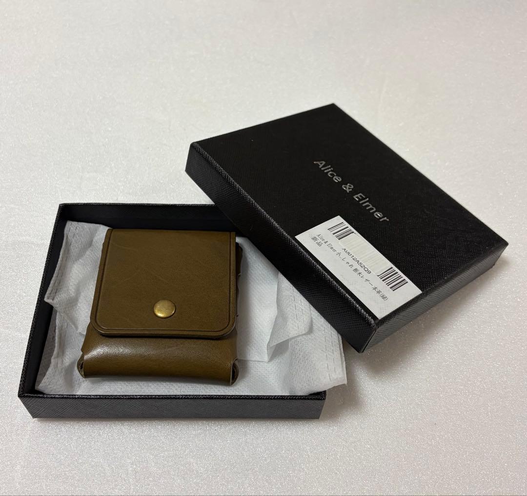 杤木レザー Alice & Elmer 本革ミニ財布小銭入れオリーブ カーキ — image 5