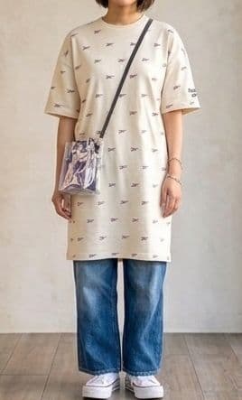 新品タグ付★Reebok リーボック★Tシャツ ロング丈 チュニック オフ白 — image 4