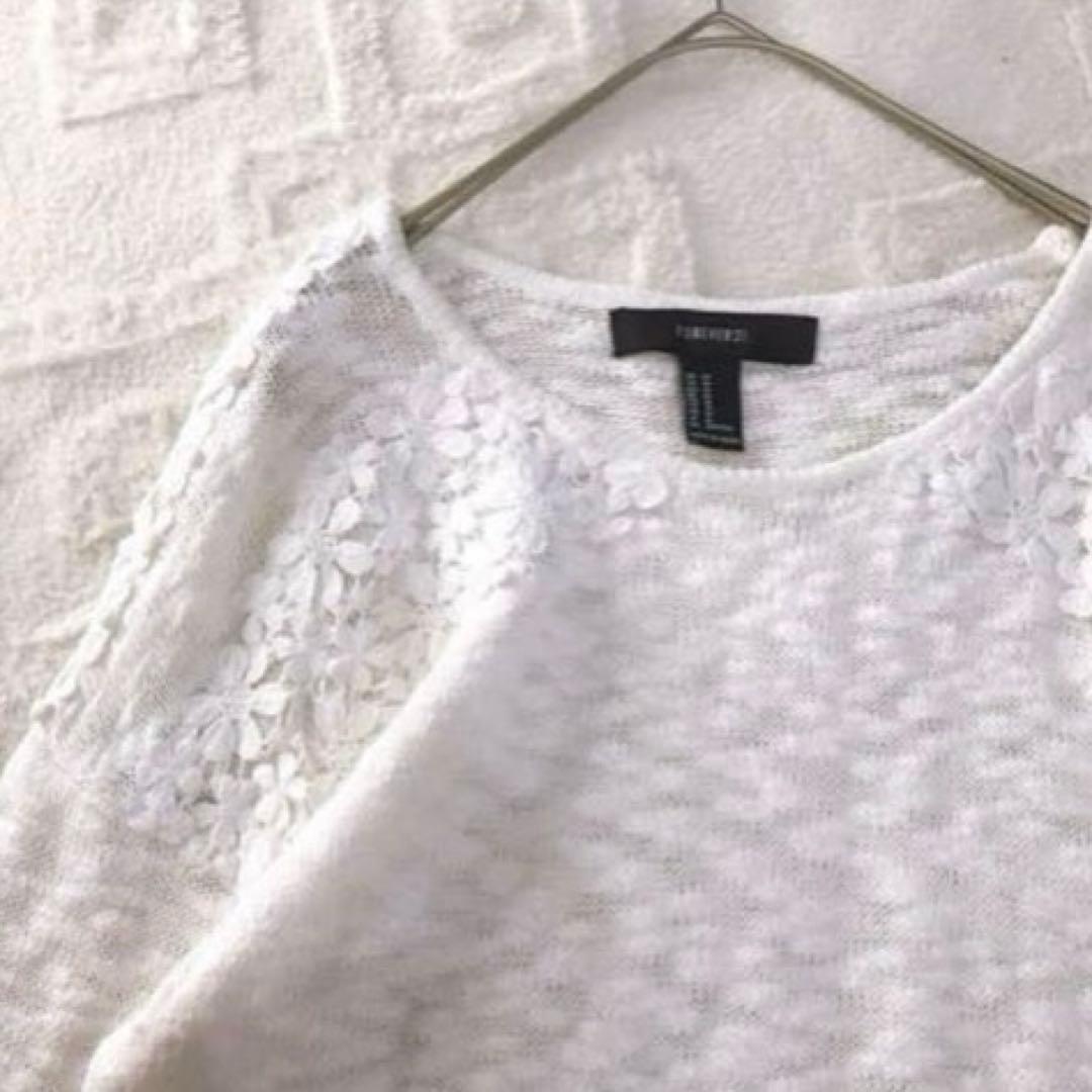 即決可能 フォーエバー21 レース ニット カットソー トップス 白 Mサイズ — image 4