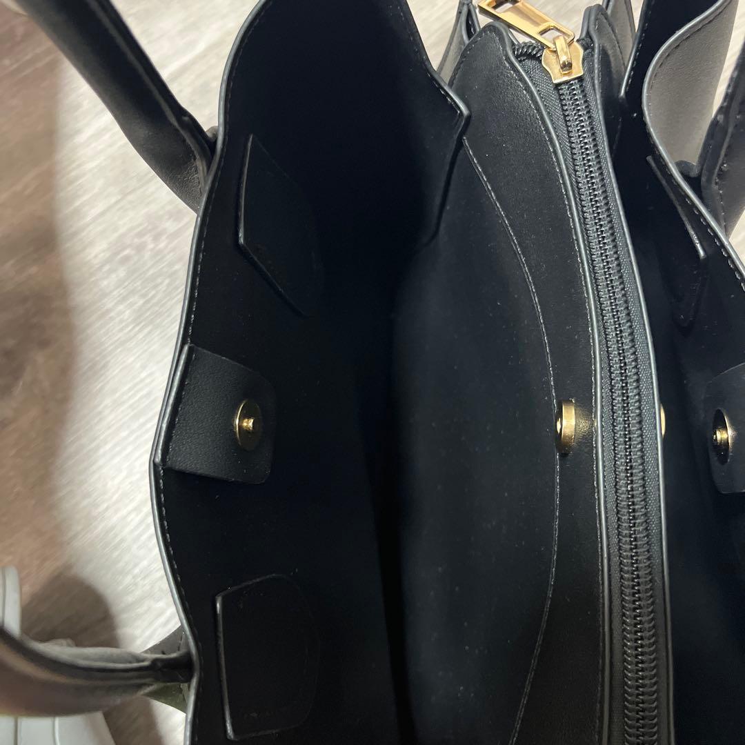 美品 シンプル 黒 ハンドバッグ トートバッグ 3層構造 — image 2