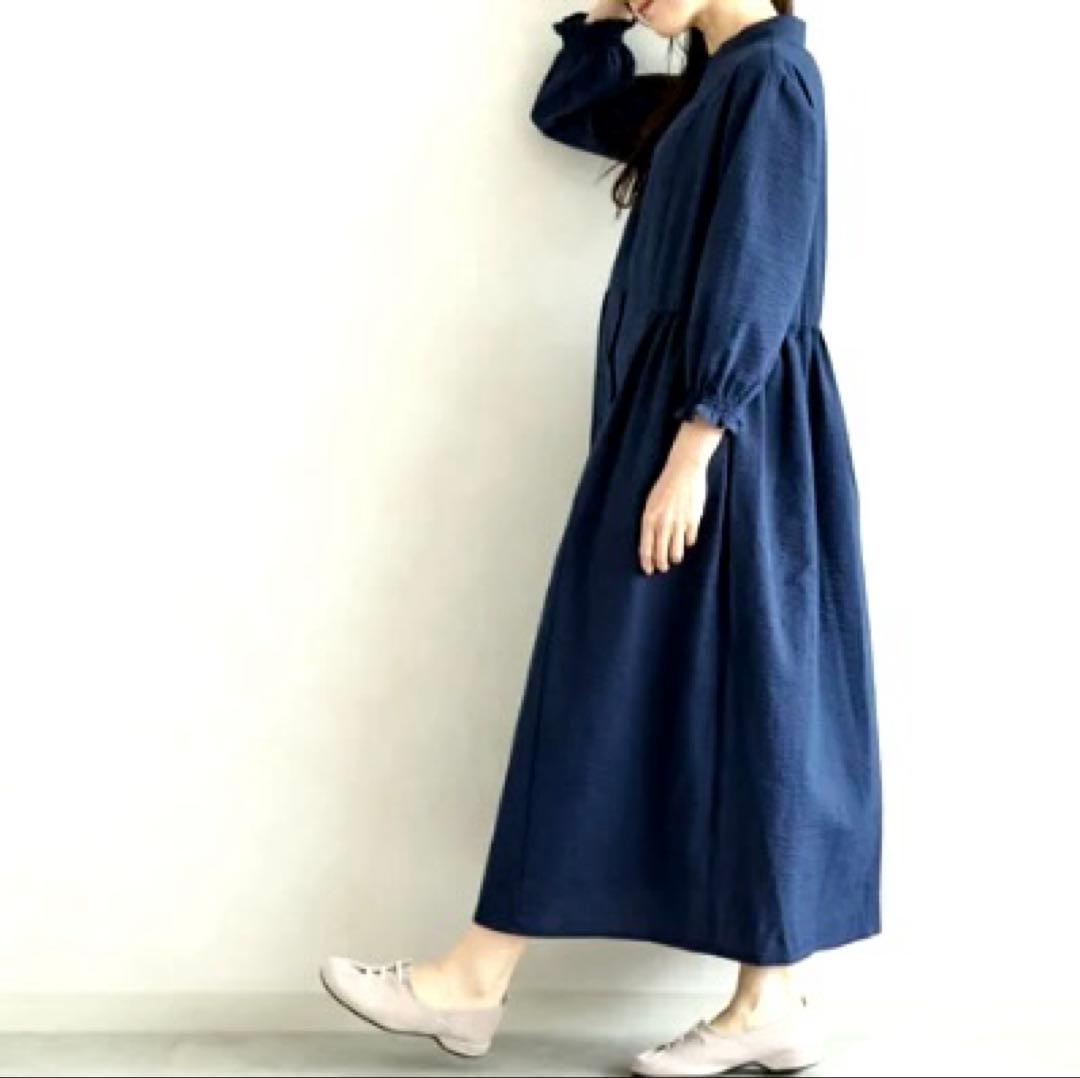 美品❣️ Live in comfort ことりっぷ コラボ ワンピース 紺 LL — image 4