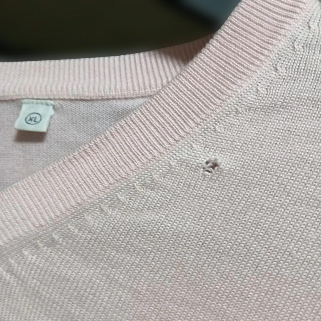 XL 穴ありユニクロ サマーニットVネック ライトピンク — image 5