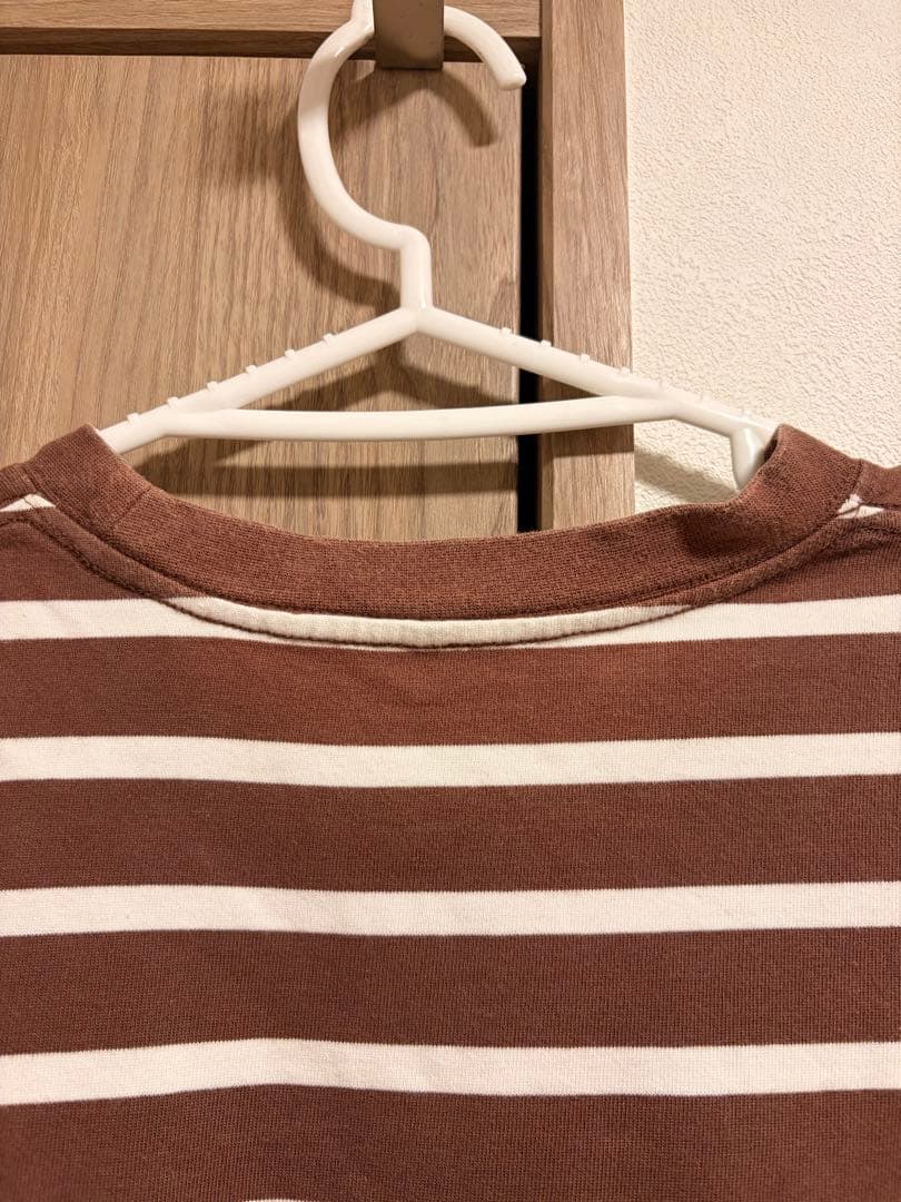【coca】コカ 太ボーダー Tシャツ ブラウン 茶色 白 綿100% — image 4