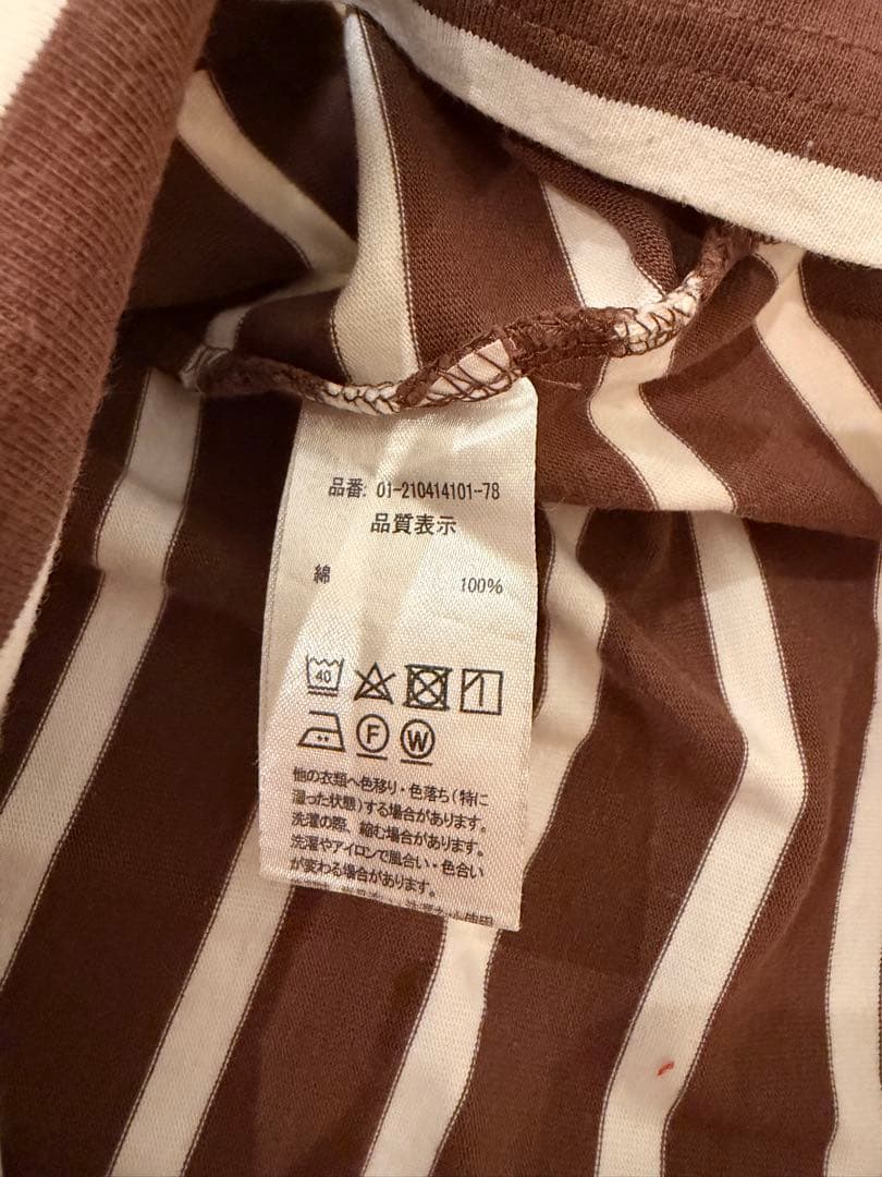 【coca】コカ 太ボーダー Tシャツ ブラウン 茶色 白 綿100% — image 5