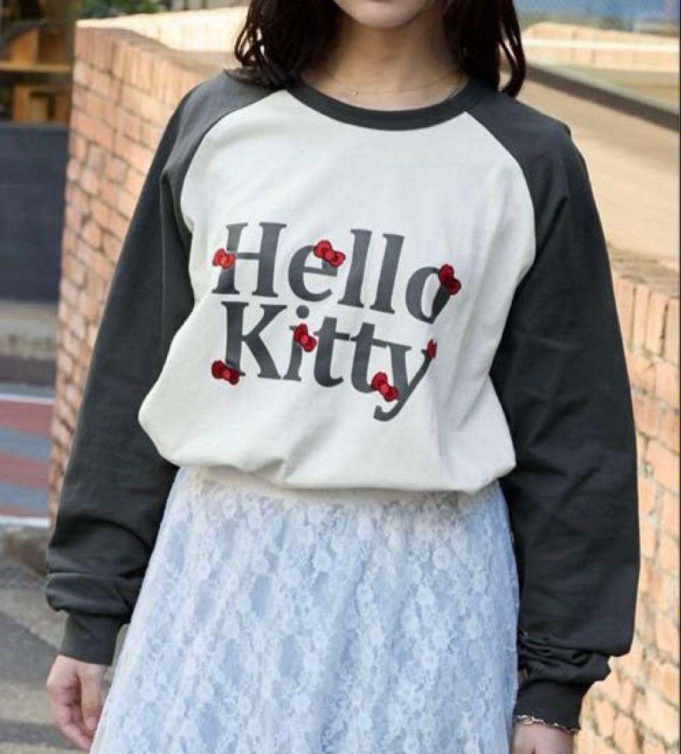 ☆完売品☆ HELLO KITTYオーバーサイズリボン刺繍ラグランロンT L — image 2