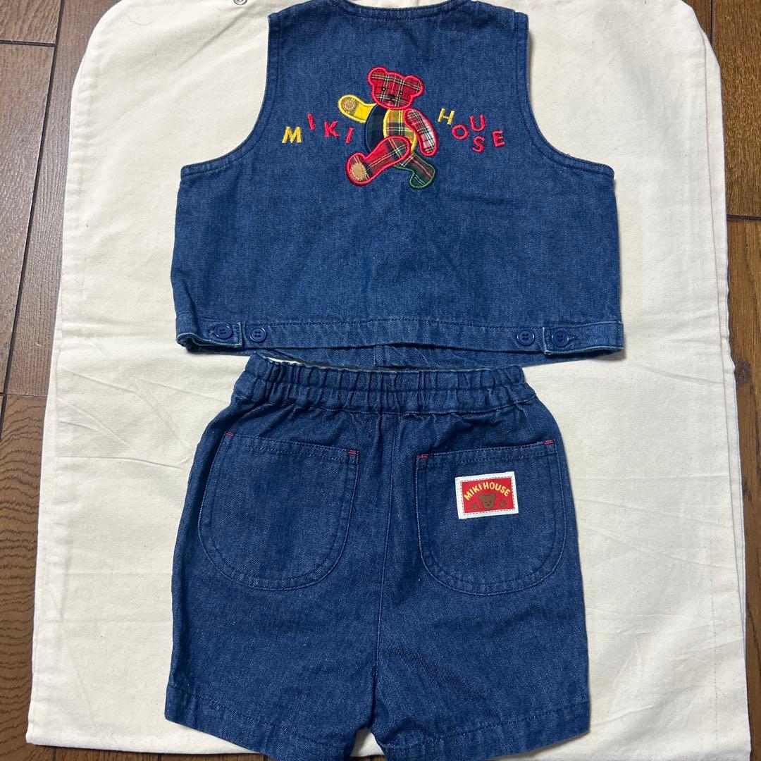【美品】Miki House デニムベスト 80cm セットアップ — image 2