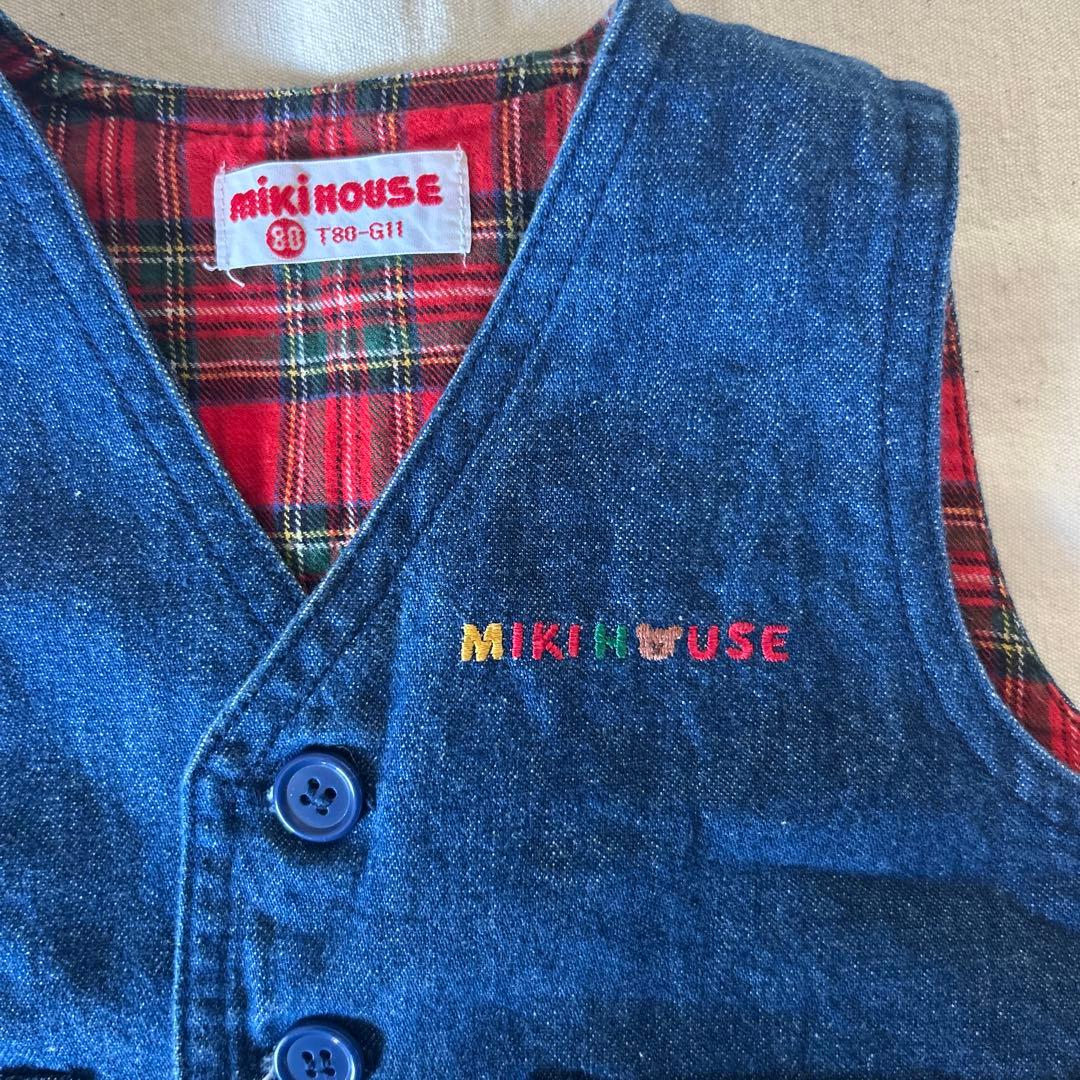 【美品】Miki House デニムベスト 80cm セットアップ — image 4