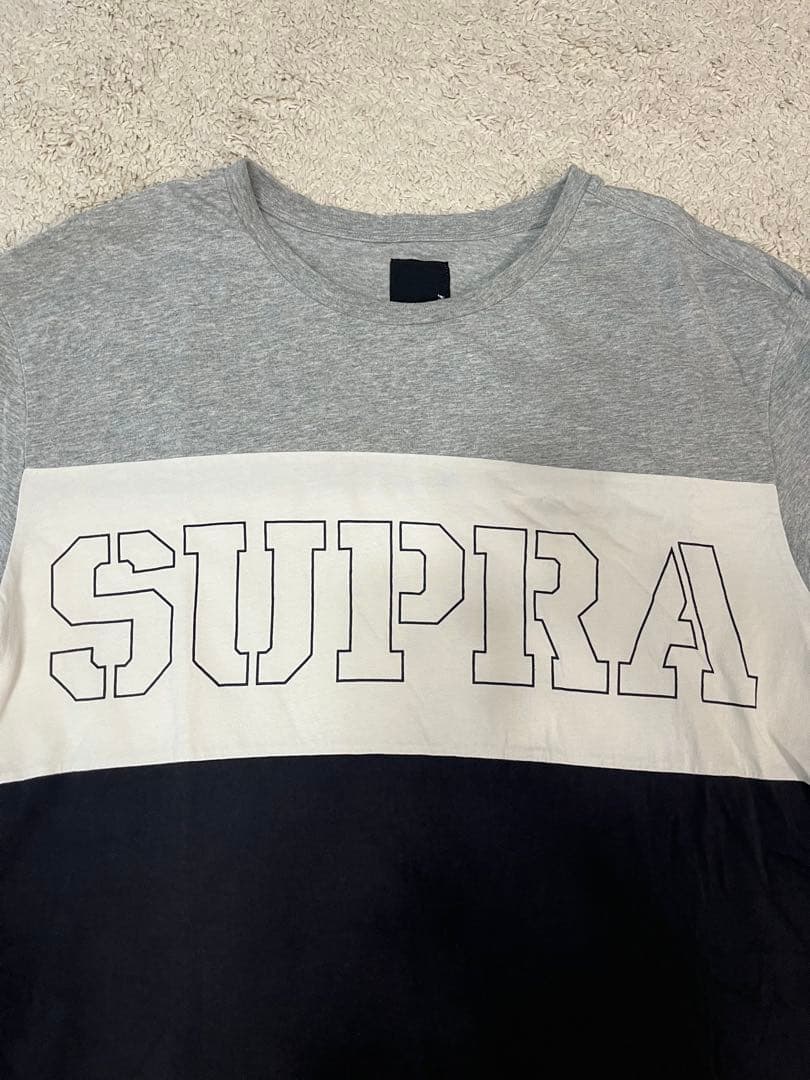 SUPRA Tシャツ グレー ホワイト ブラック スープラ Lサイズ — image 2