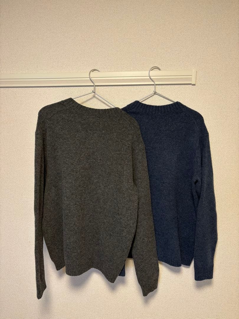 UNIQLO クルーネックセーター 2枚セット グレー ネイビー L — image 2