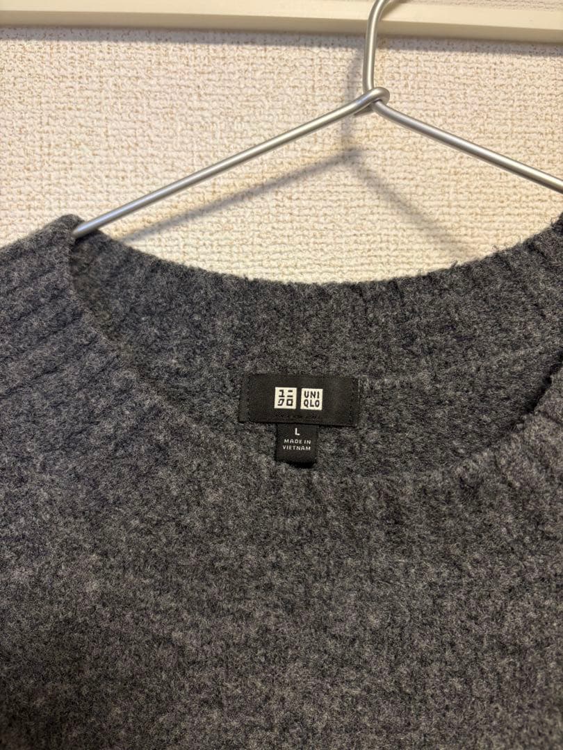 UNIQLO クルーネックセーター 2枚セット グレー ネイビー L — image 3