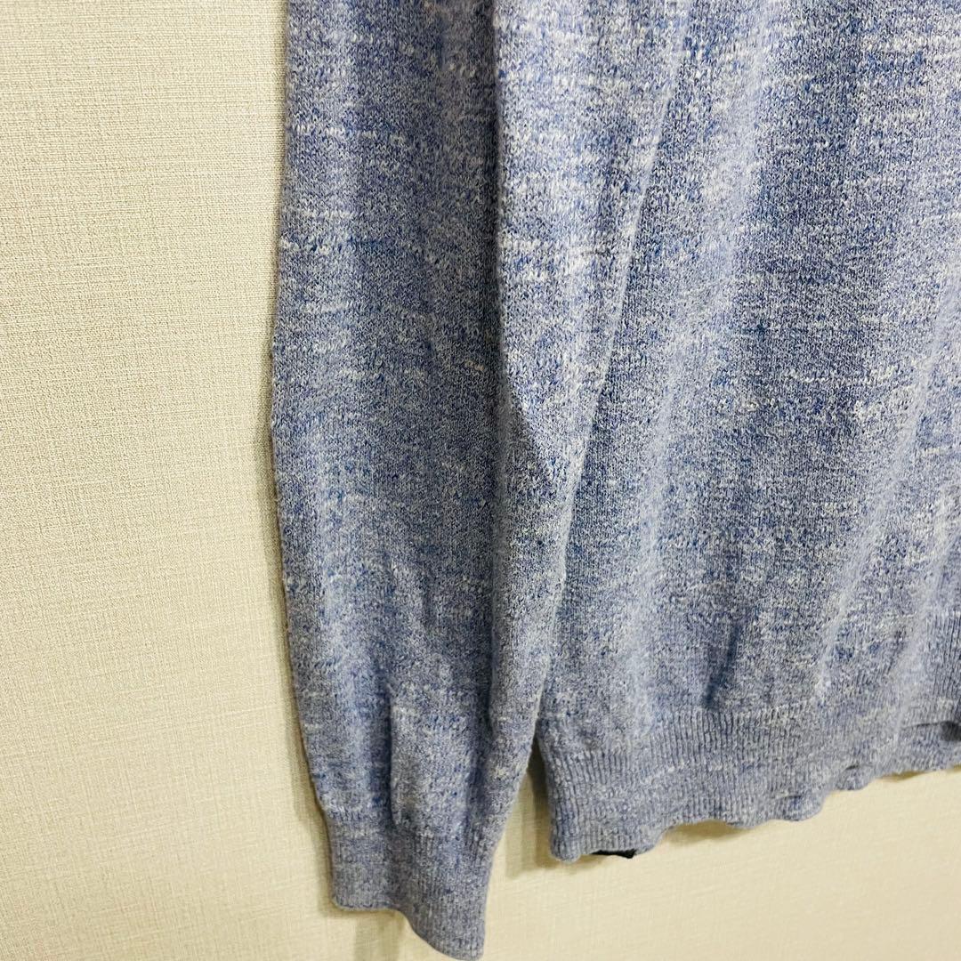 DENHAM デンハム 薄手 コットンニット セーター ブルー メランジ M相当 — image 4