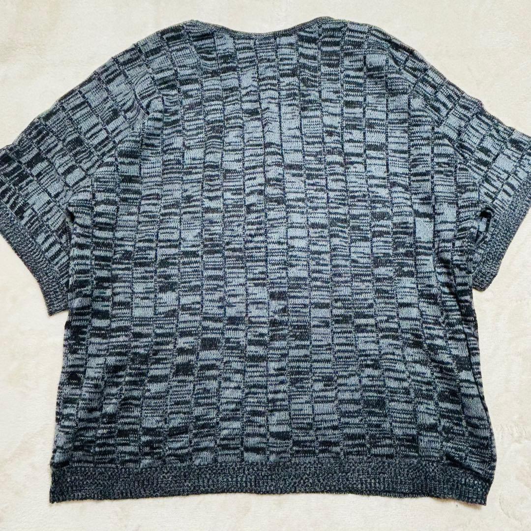 J-FIRST ゆるだぼ Vネック ニット セーター M 総柄 グレー系 — image 5