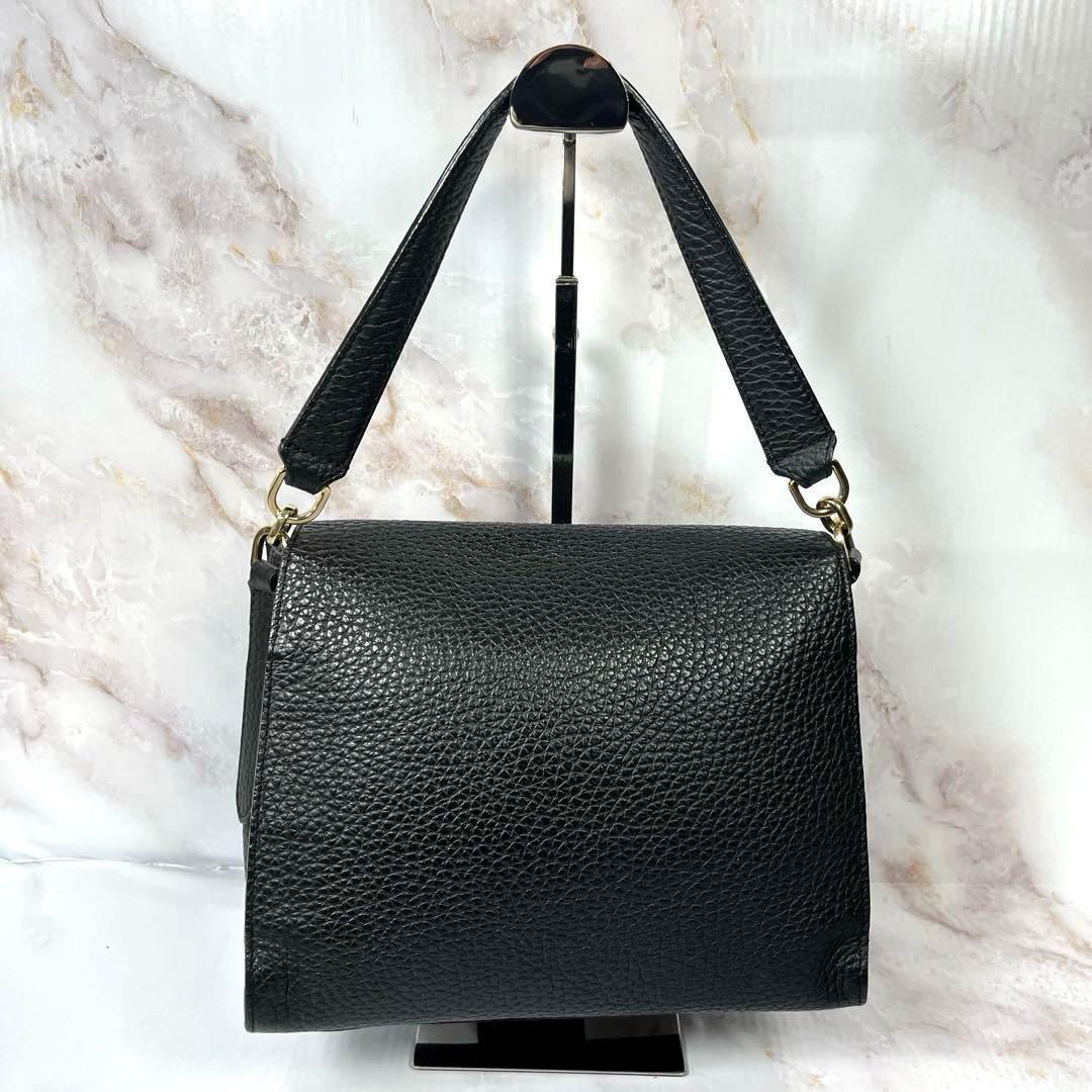 【美品】 FURLA ハンドバッグ バッグ シボ革　レザー　黒 フロー — image 3