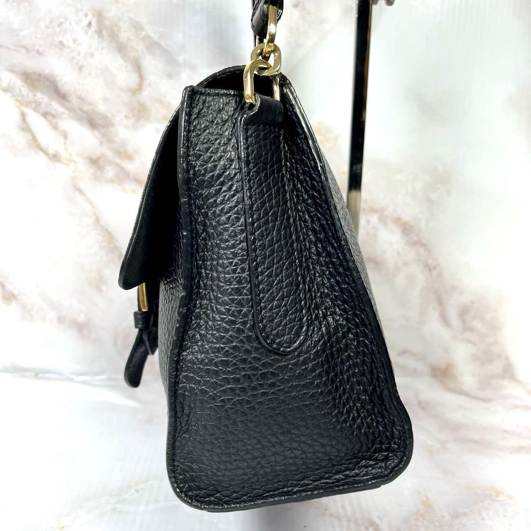【美品】 FURLA ハンドバッグ バッグ シボ革　レザー　黒 フロー — image 4
