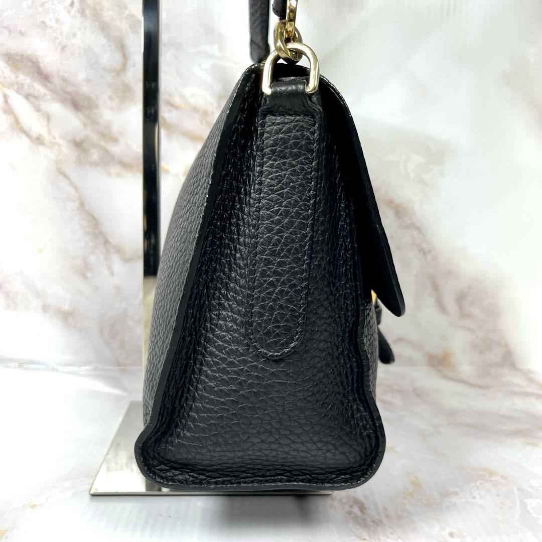 【美品】 FURLA ハンドバッグ バッグ シボ革　レザー　黒 フロー — image 5