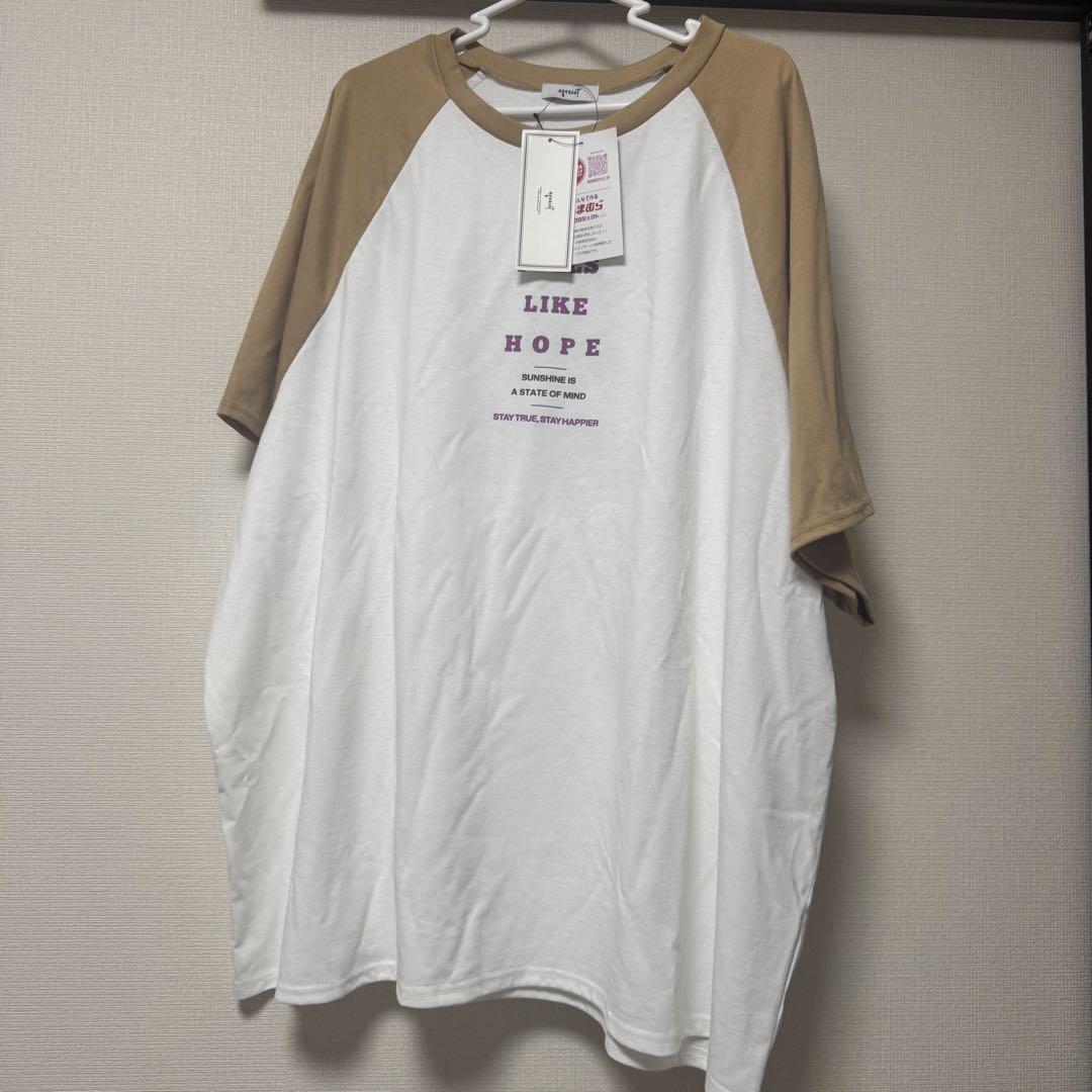 新品未使用 タグ付き しまむら nozomi ラグランTシャツ ホワイト LL — image 3