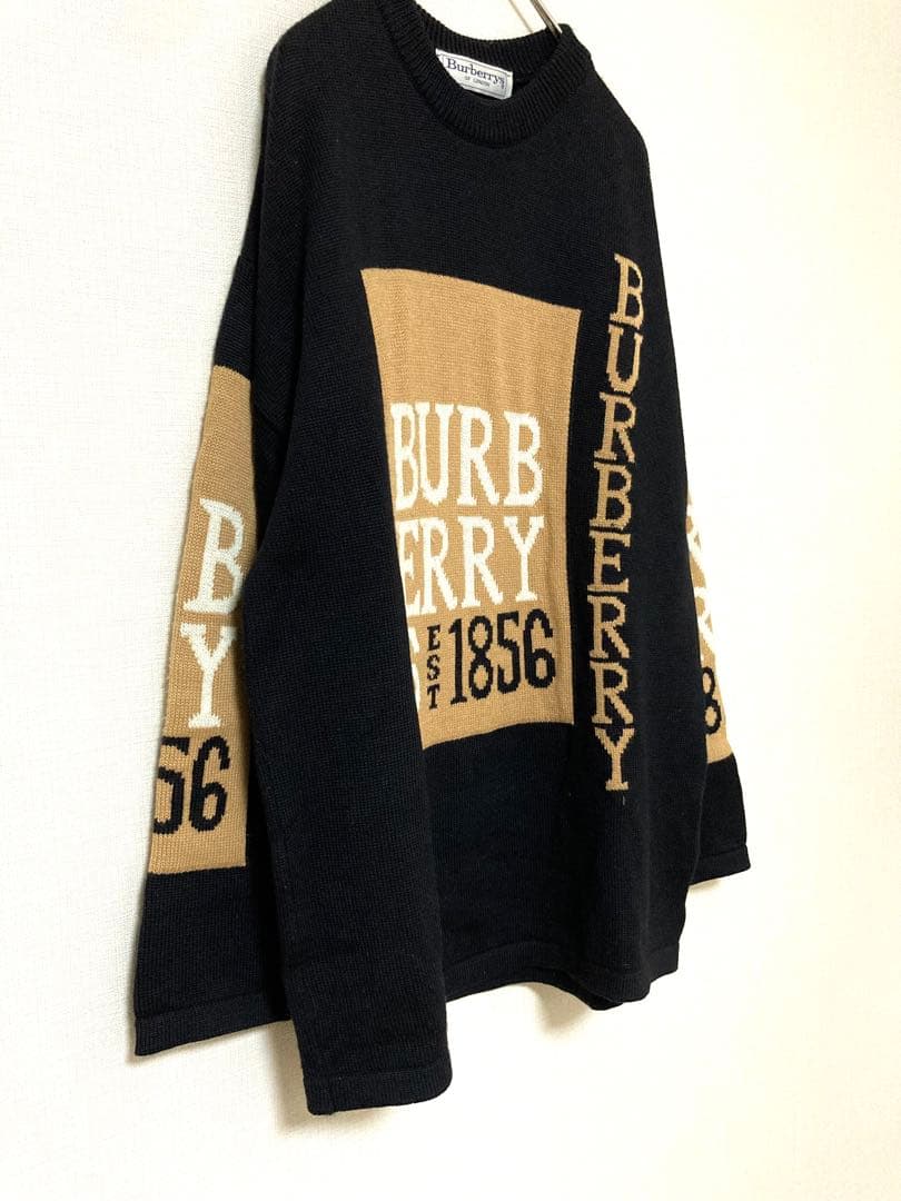 バーバリーズ　ウール　ニット　セーター　ロゴ　BURBERRY ブラック　S — image 2