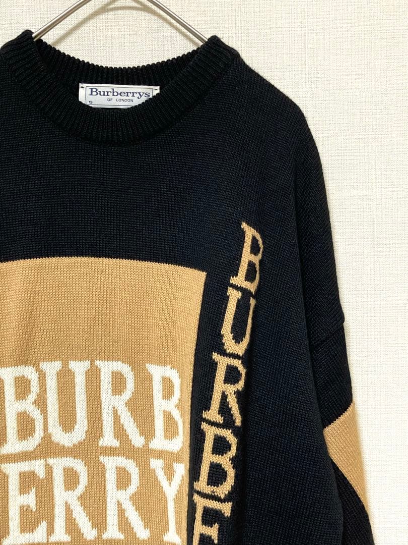 バーバリーズ　ウール　ニット　セーター　ロゴ　BURBERRY ブラック　S — image 4