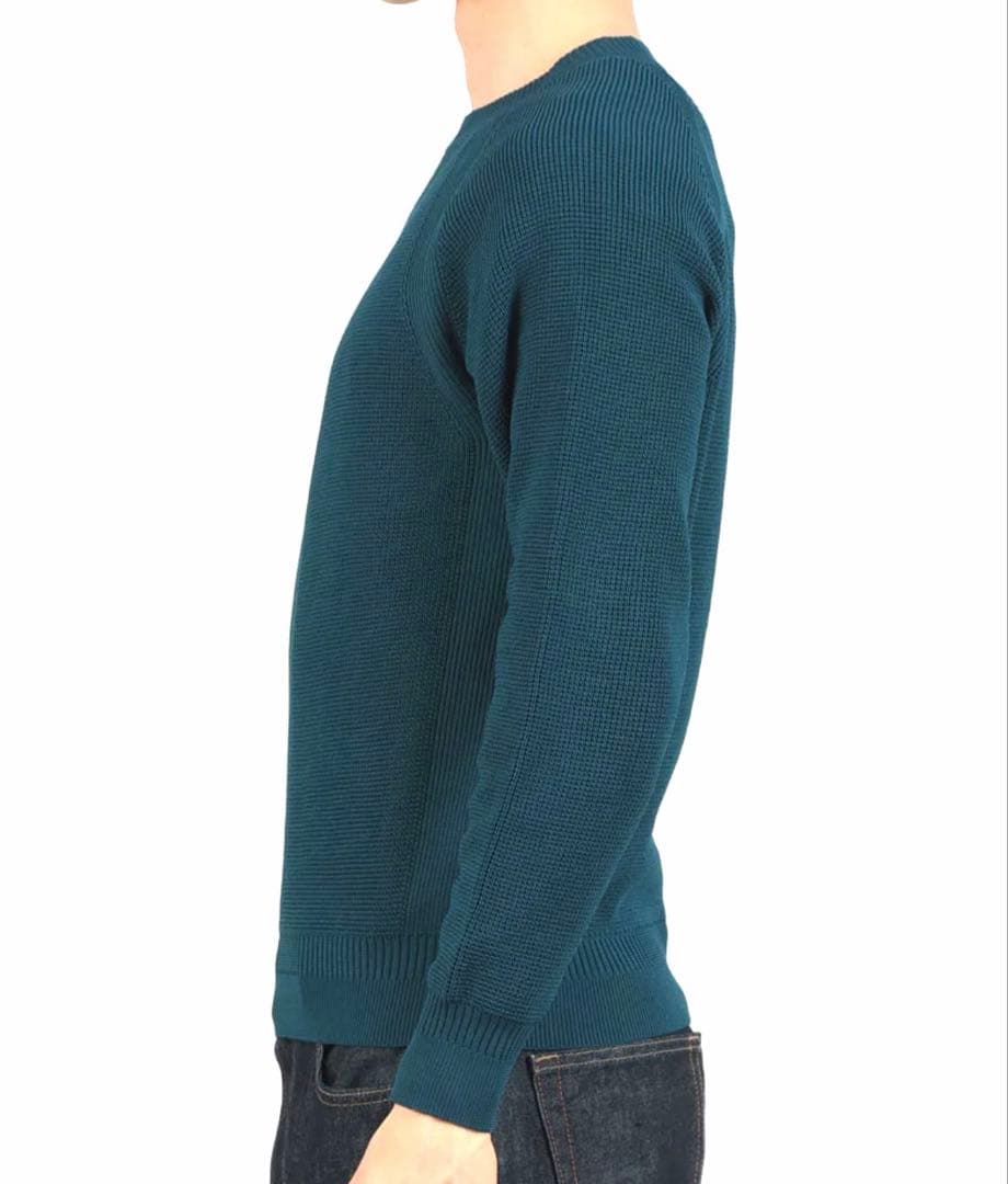 新品 ドゥクラッセ メンズ ニット 春 夏 M クルーネック スティールブルー — image 4