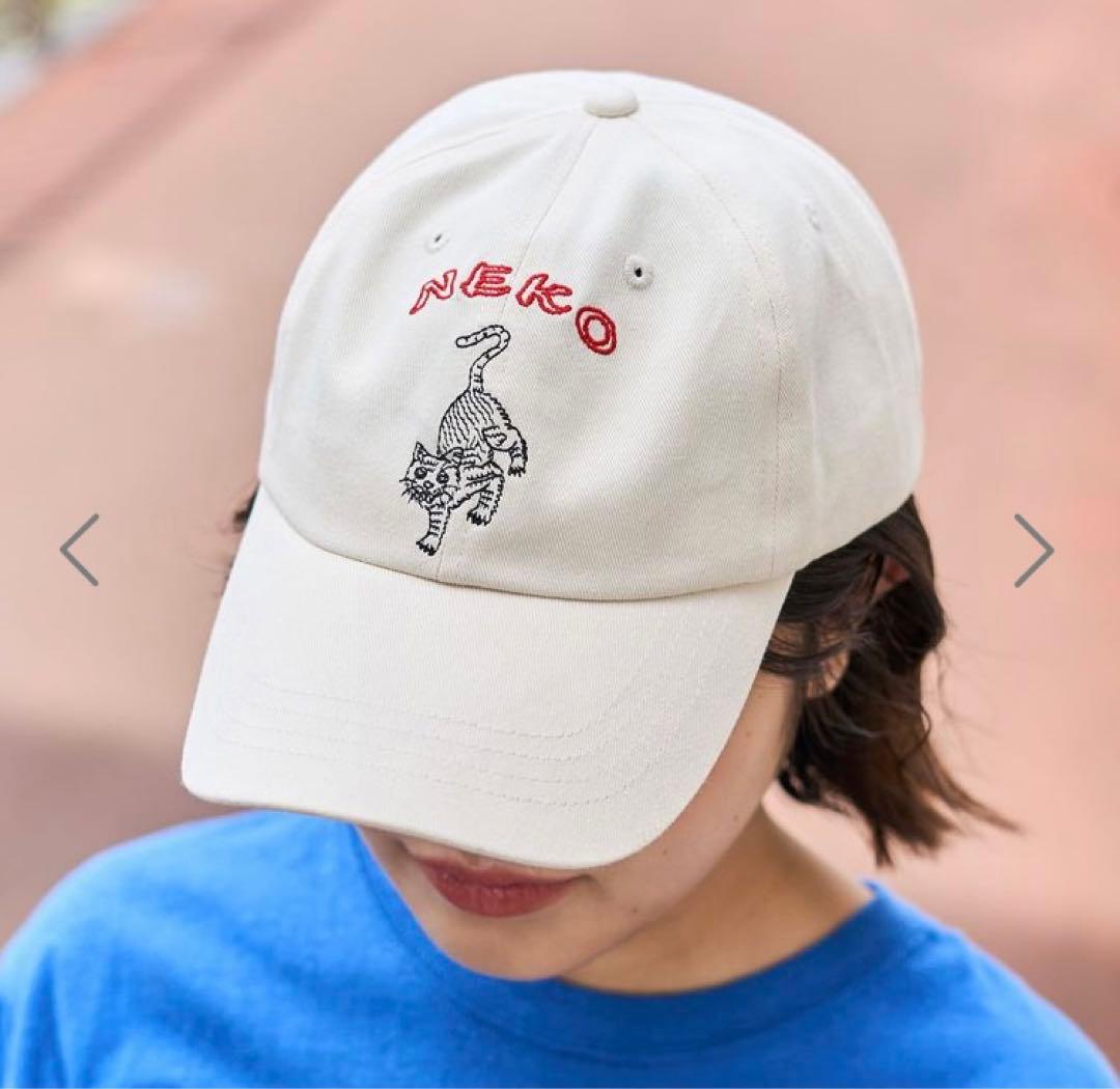 新品タグ付未着品NEKO 刺繍 キャップ アイボリー — image 2