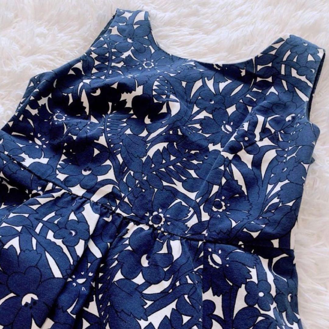 ZARA ザラ ノースリーブワンピース ネイビー ボタニカル柄 — image 3