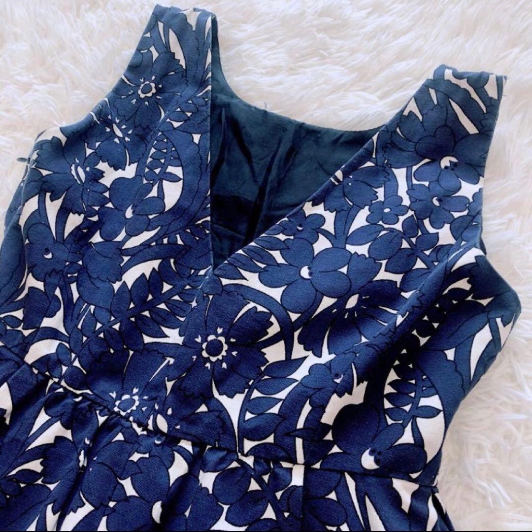 ZARA ザラ ノースリーブワンピース ネイビー ボタニカル柄 — image 4