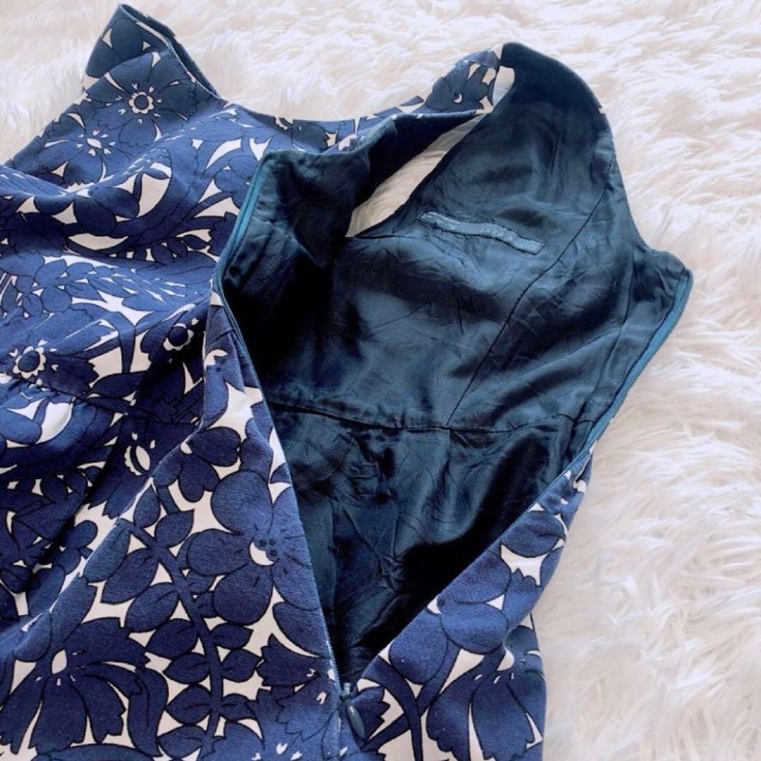 ZARA ザラ ノースリーブワンピース ネイビー ボタニカル柄 — image 5