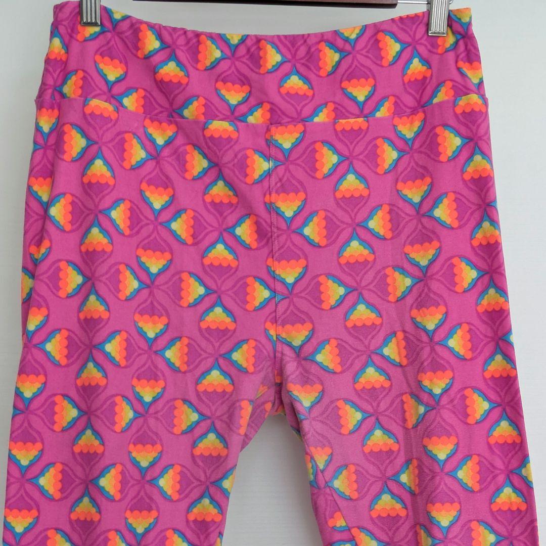 古着　LuLaRoe　レギンス　スキニーパンツ　ピンク　カラフル　ストレッチ — image 2