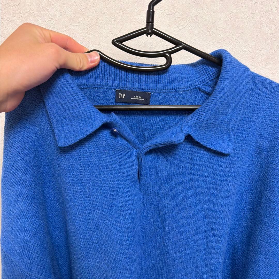 Ｌサイズ　GAP 秋冬ポロネック ニット セーター ブルー — image 3