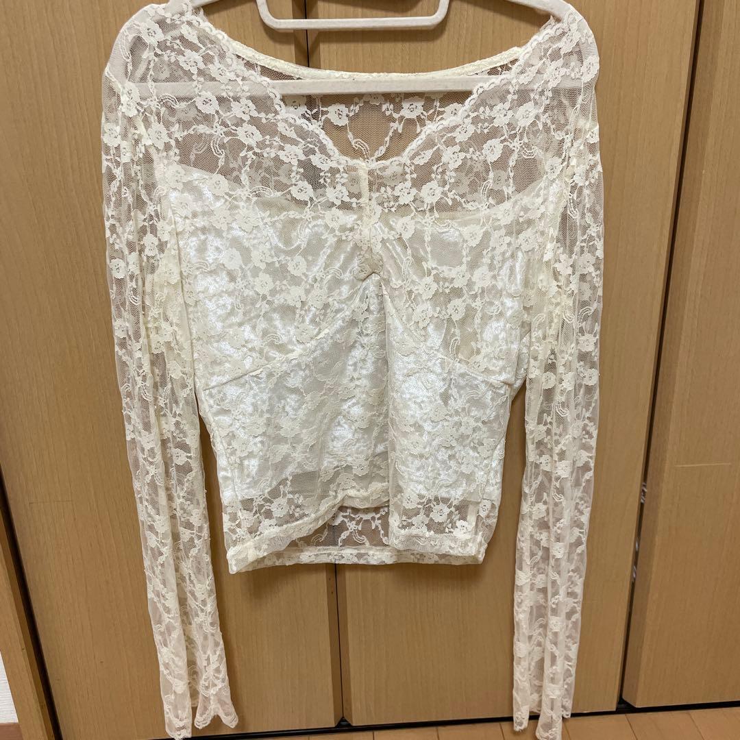 女性用 レース付きVネック長袖アンダーシャツ — image 3
