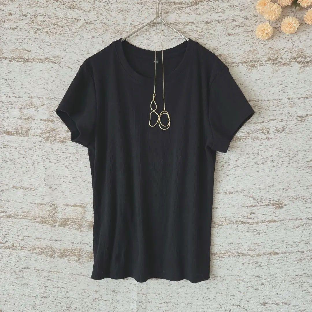 franc様◆GU リブT 半袖Tシャツ【L】 黒 — image 2