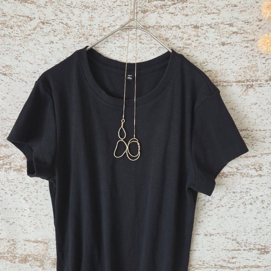 franc様◆GU リブT 半袖Tシャツ【L】 黒 — image 3