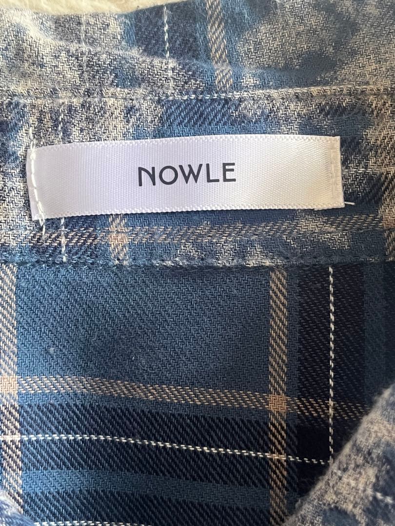 NOWLE チェック柄 フリンジシャツ ブルー — image 3