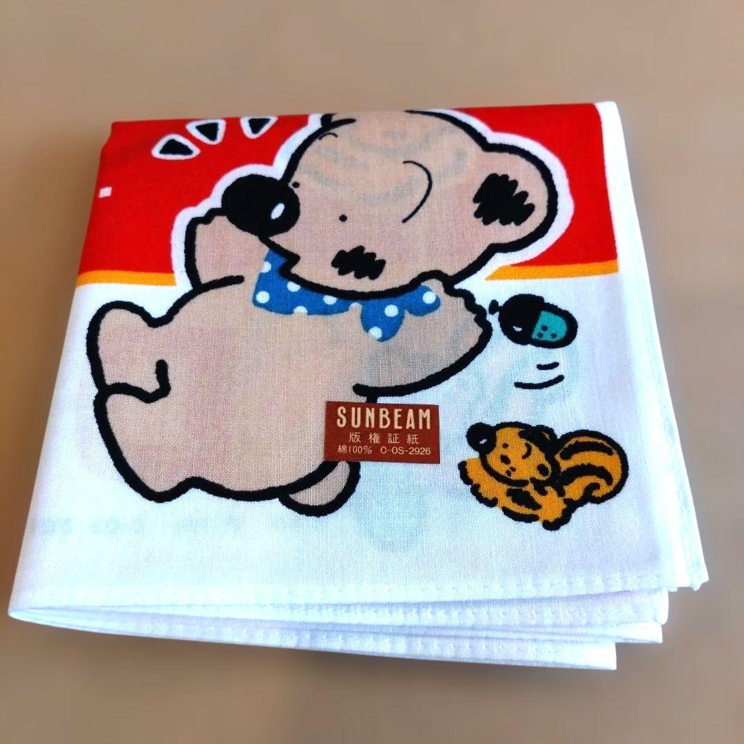 【レトロ当時物】SUNBEAM DOUR MOU ハンカチ クマ柄　未使用 — image 2
