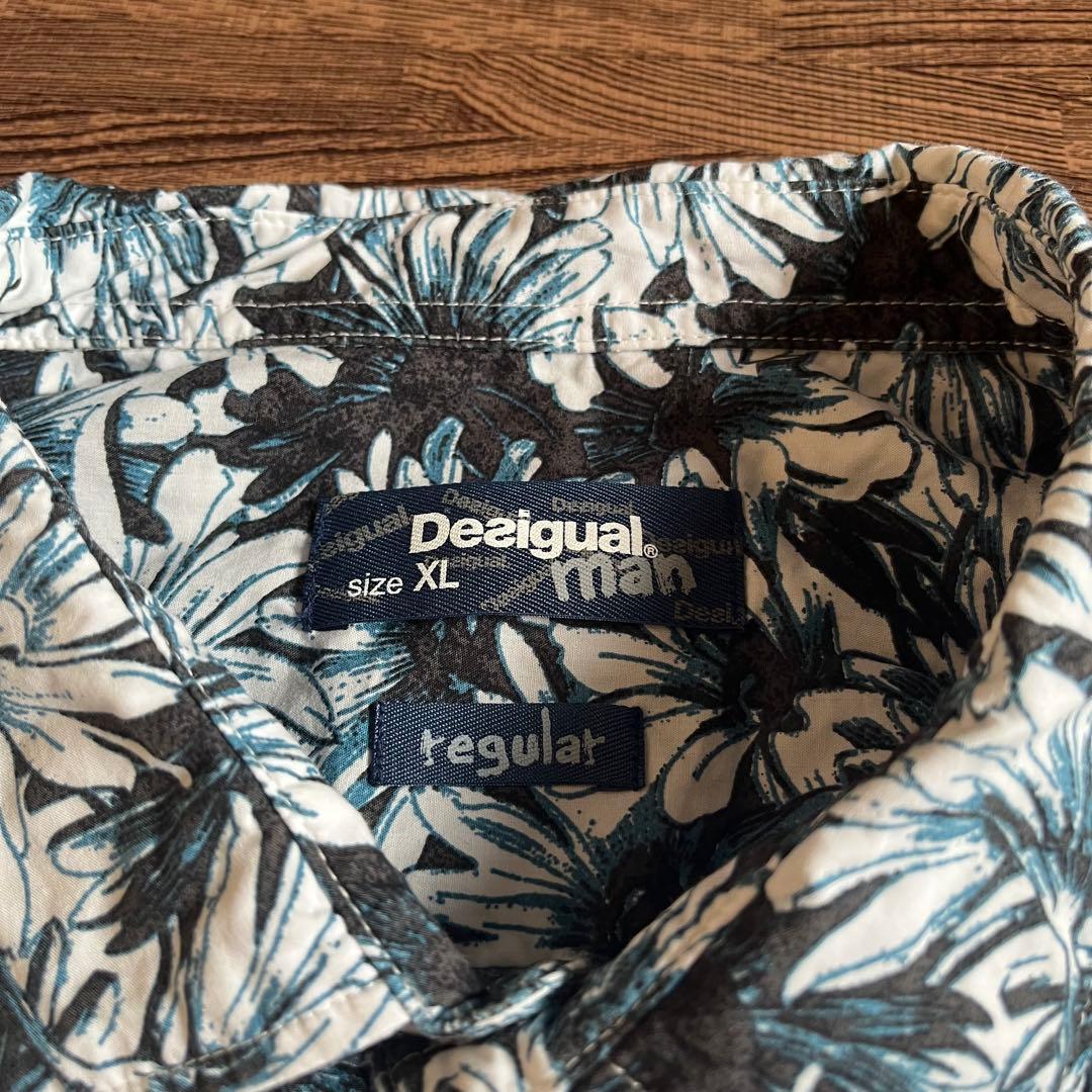 【良デザイン】Desigual 花柄 長袖シャツ　ボタニカル柄　XL — image 4