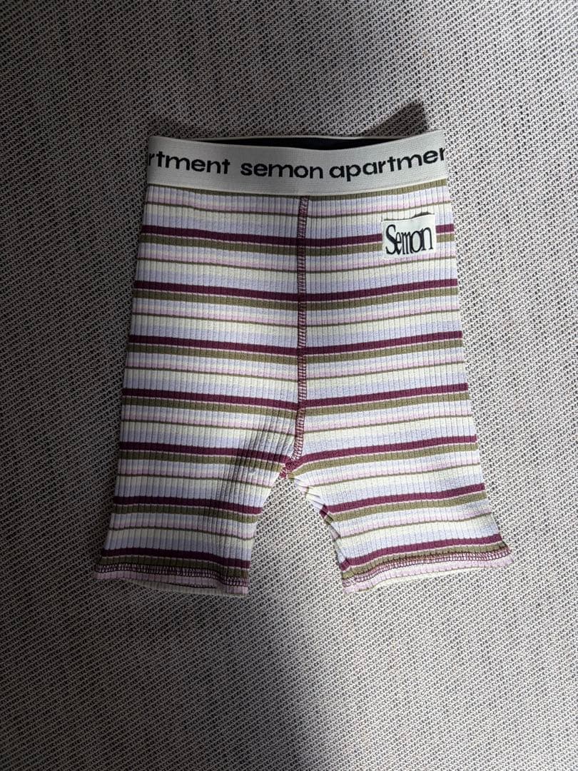 【完売品】semon セモンアパートメント　リブボーダーハーフパンツ　パープル — image 2