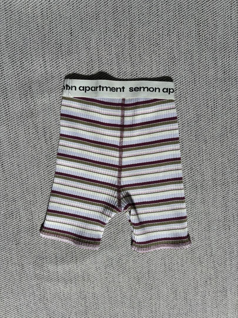 【完売品】semon セモンアパートメント　リブボーダーハーフパンツ　パープル — image 3