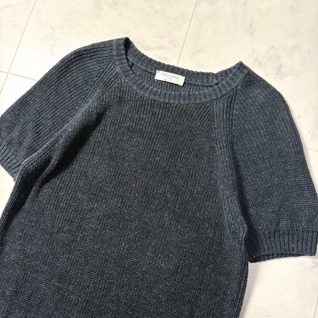 GRAN SASSO LINO リネン100% 半袖サマーニット 46 グレー — image 3
