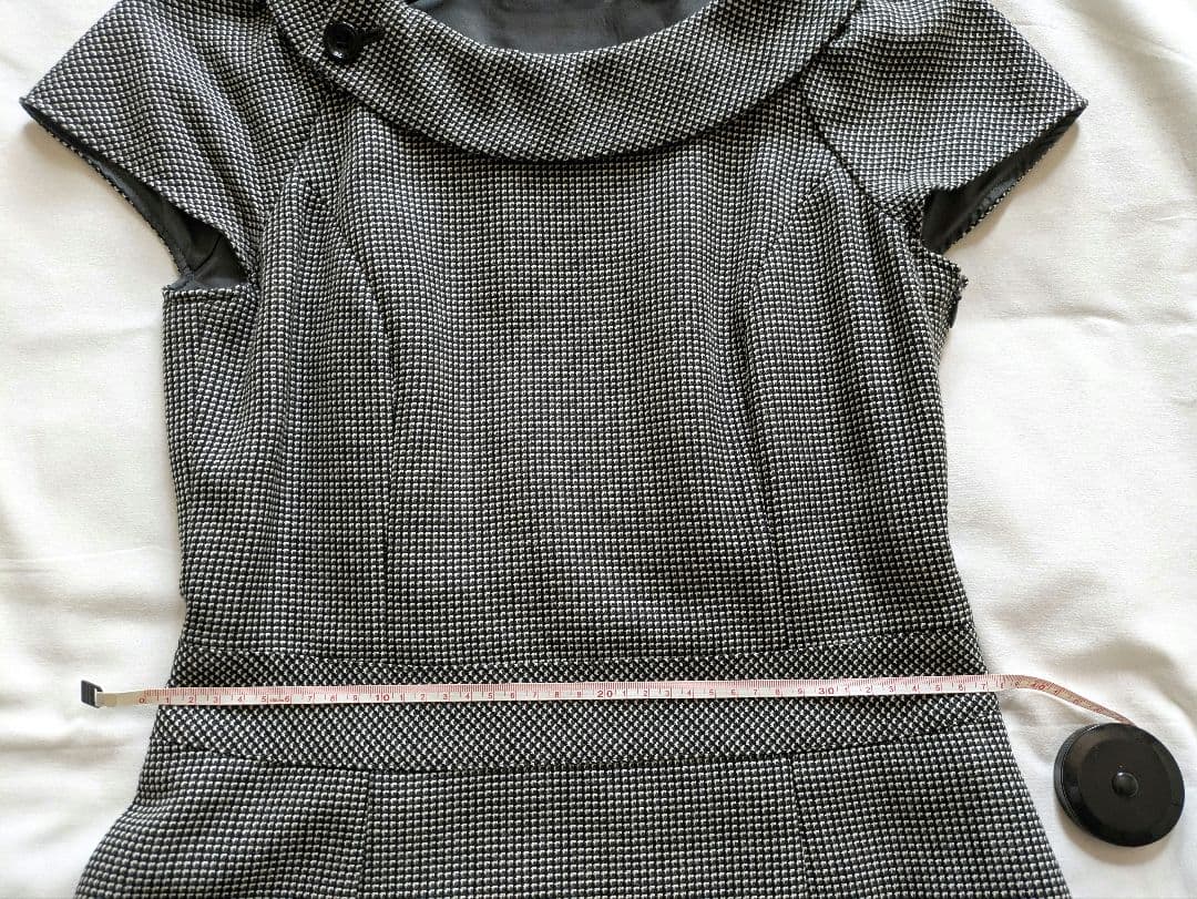 美品【Мサイズ】ニューヨーカー　ワンピース　膝丈　千鳥柄　半袖 — image 3