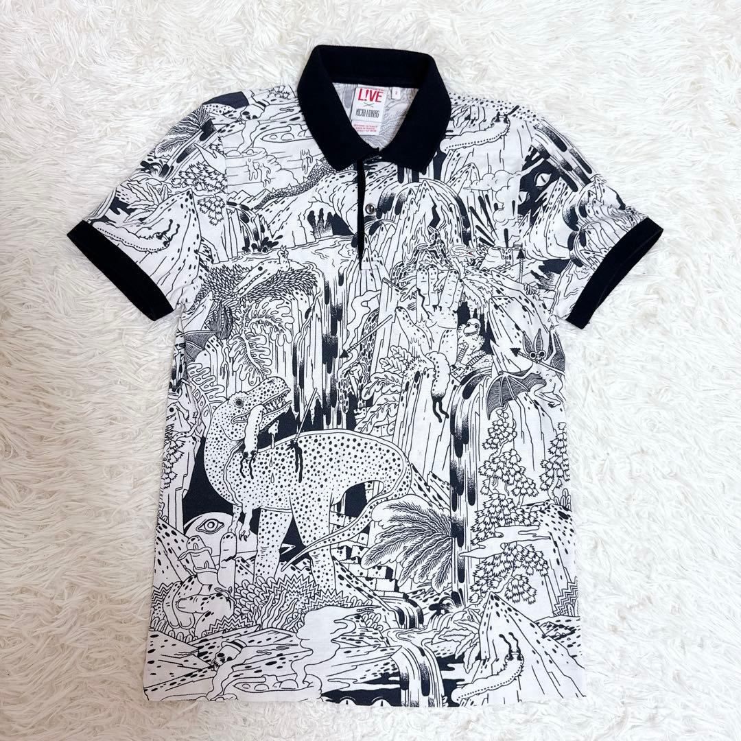 LACOSTE LIVE フランス製 総柄ポロシャツ 恐竜柄 コラボ 希少 S — image 2