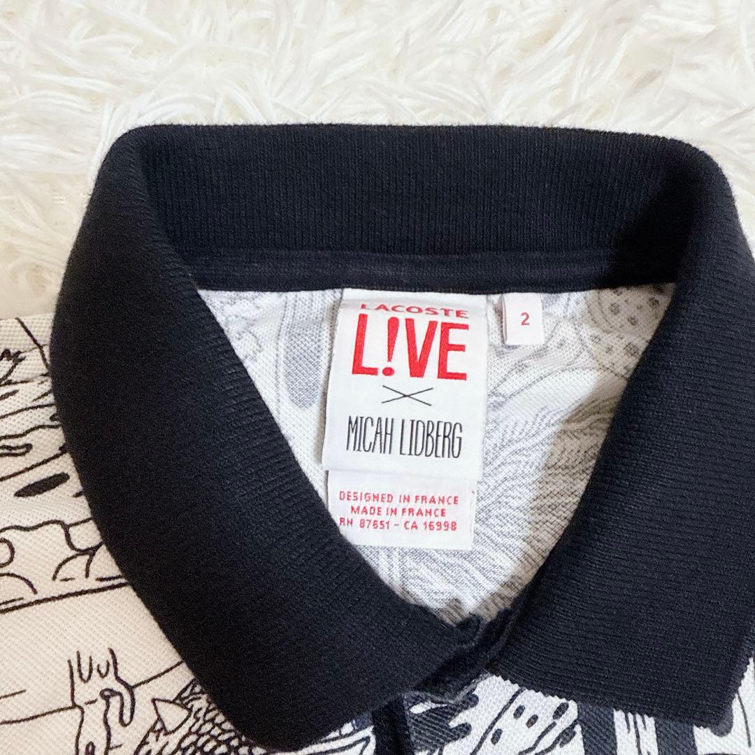 LACOSTE LIVE フランス製 総柄ポロシャツ 恐竜柄 コラボ 希少 S — image 4