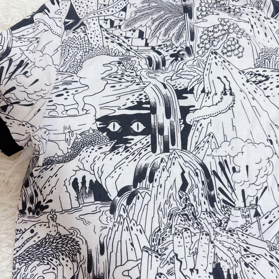 LACOSTE LIVE フランス製 総柄ポロシャツ 恐竜柄 コラボ 希少 S — image 5