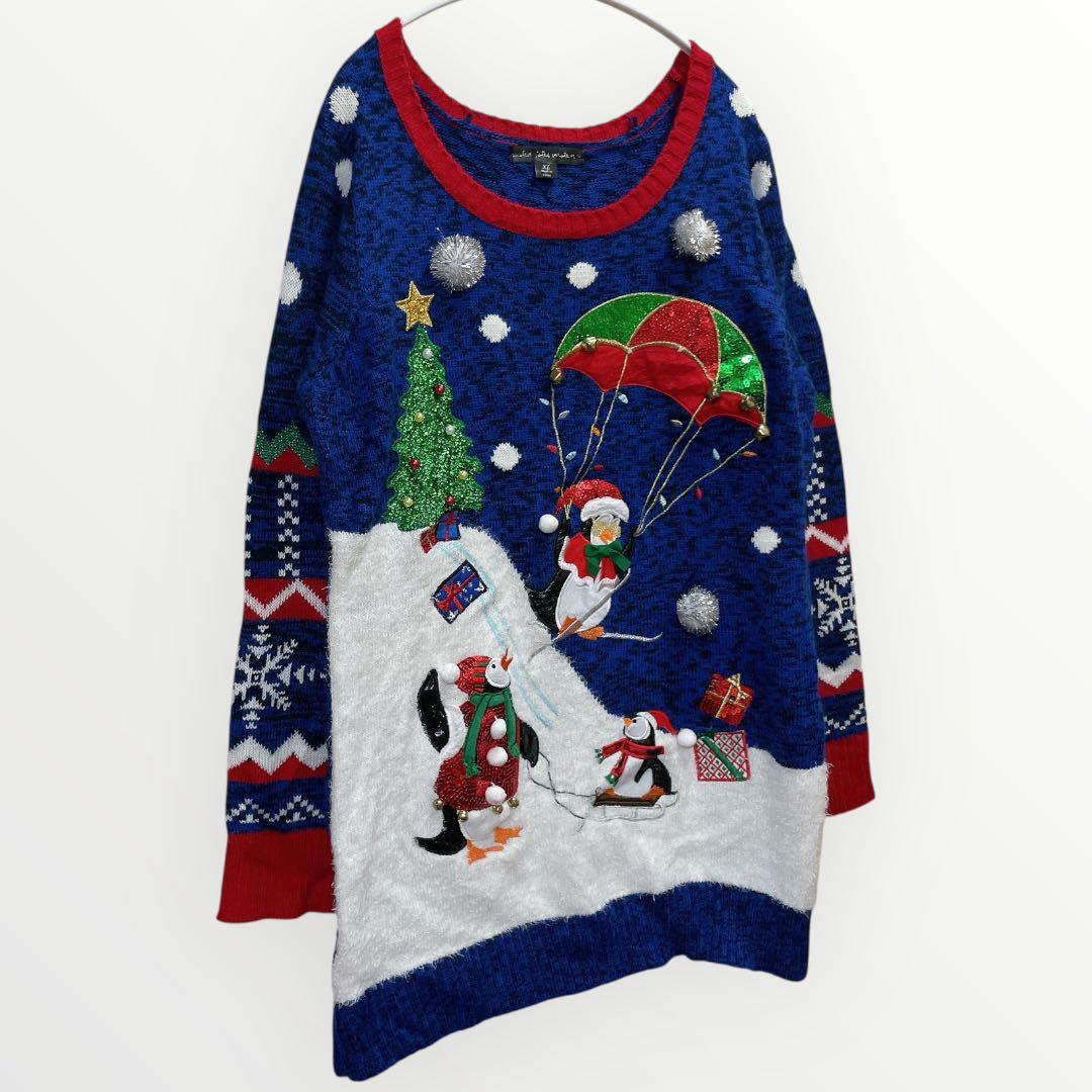 ユナイテッドステーツセーター【XL】クリスマス ペンギン クルーネック ニット — image 2